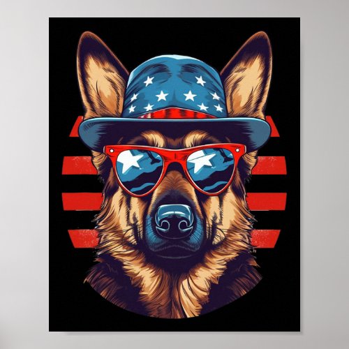 German Shepherd American Dog Fourth Of July 4th  Poster