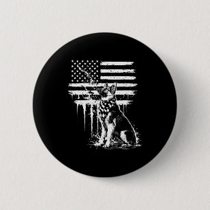 German shepherd american flag 4th of july dog love button