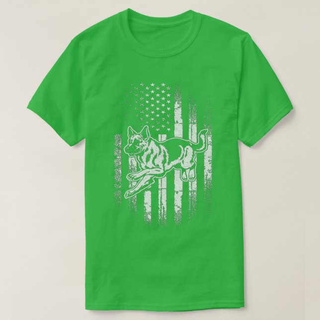German Shepherd AMERICAN FLAG Patriotic Dog Rescue T-Shirt (Design Front)