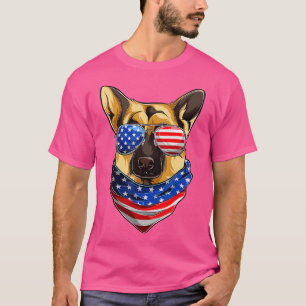 German Shepherd American Flag s, July Fourth Polic T-Shirt