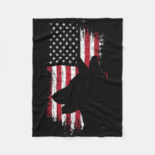 German Shepherd American Flag Shirt Usa Patriotic  Fleece Blanket