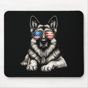 German Shepherd American Flag Sungles Patriotic Mouse Pad