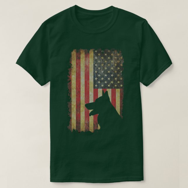 German Shepherd American US Flag Funny Dog Owner  T-Shirt (Design Front)