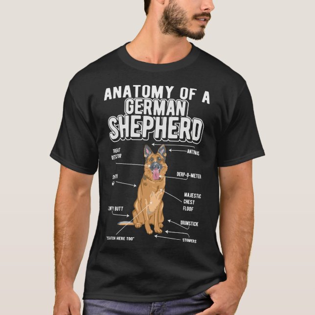 German Shepherd Anatomy Funny Dog T-Shirt (Front)