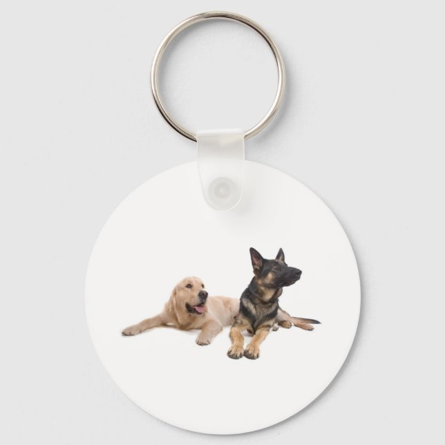 german shepherd and golden retriever keychain (Front)