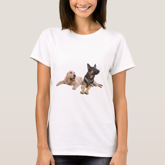 german shepherd and golden retriever T-Shirt (Front)