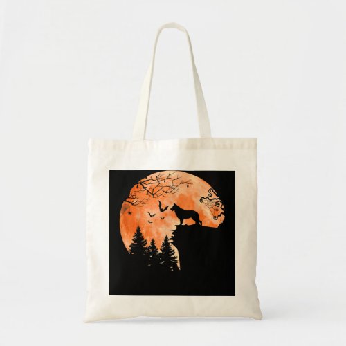 German Shepherd and Moon Silhouette Dog Lover Hall Tote Bag