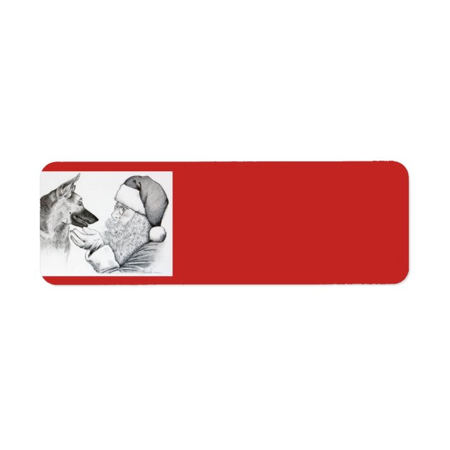 German Shepherd and Santa Claus Christmas Label (Front)