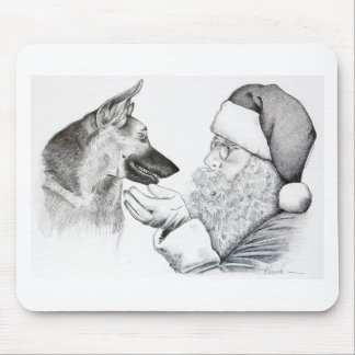 German Shepherd and Santa Claus Mouse Pad