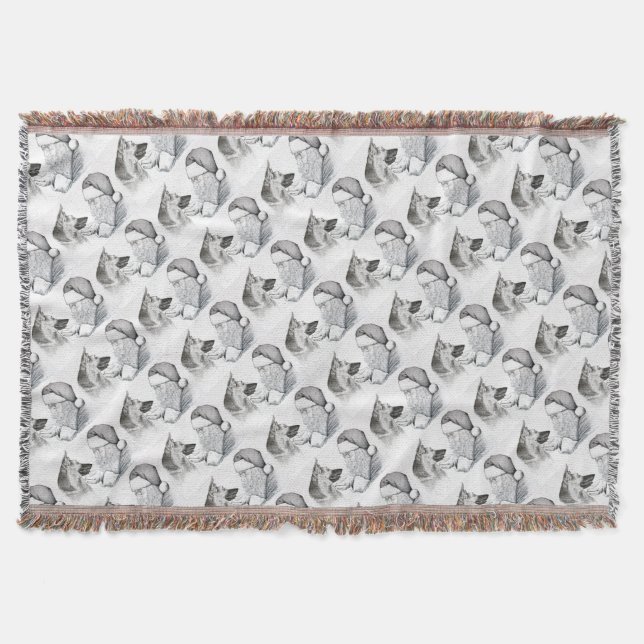 German Shepherd and Santa Throw Blanket (Front)