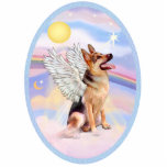 German Shepherd  Angel Cutout<br><div class="desc">A German Shepherd angel floating in heaven's pastel clouds,  free to go home to Rainbow Bridge and be cared for by the angels while they make new friends.</div>