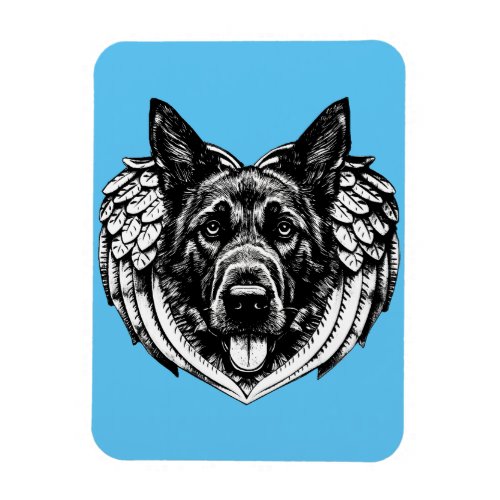 German shepherd Angel dog head art illustration  Magnet