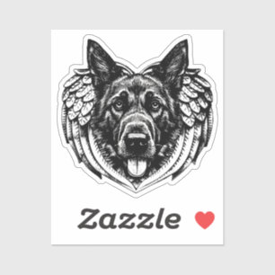 German shepherd Angel dog head art illustration  Sticker