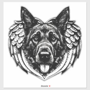 German shepherd Angel dog head art illustration Sticker