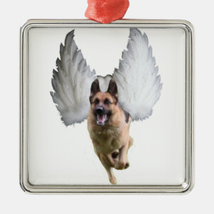 German Shepherd Angel Metal Ornament