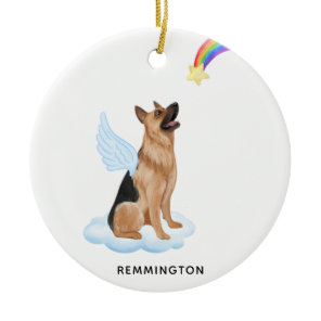 German Shepherd Angel Personalize Pet Dog Memorial Ceramic Ornament