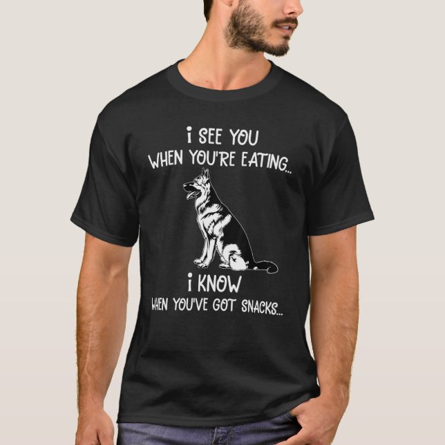 German Shepherd Apparel Know Snacks German Shepher T-Shirt (Front)