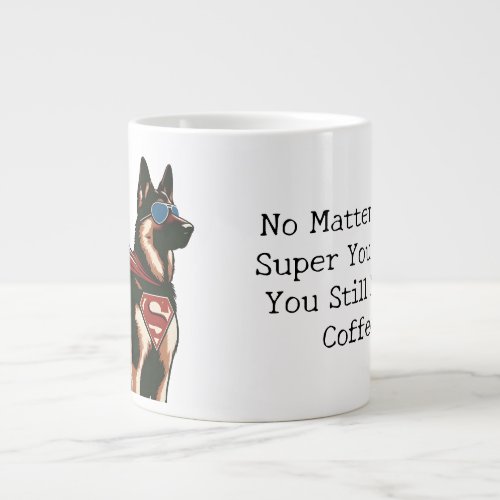 German Shepherd as a superhero Mug