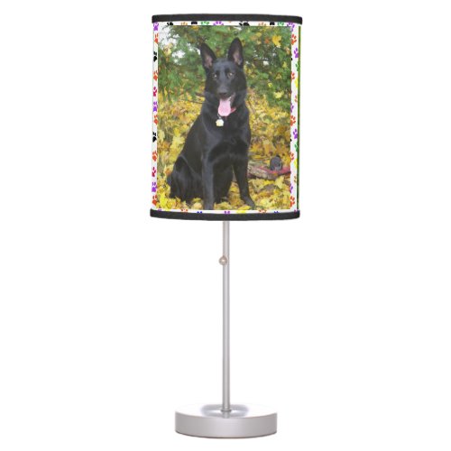 German Shepherd Autumn and Toys  Paw Prints ZKA Table Lamp