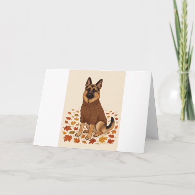 German Shepherd Autumn Leaf Guard Greeting Card