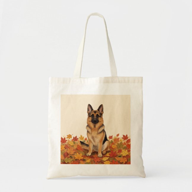 German Shepherd Autumn Leaf Guard Tote Bag