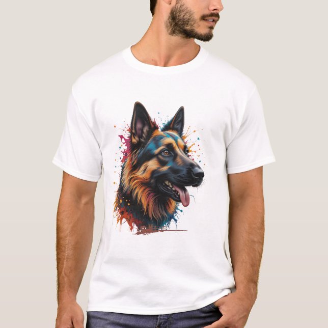 German Shepherd Banner Dog Lover T-Shirt (Front)