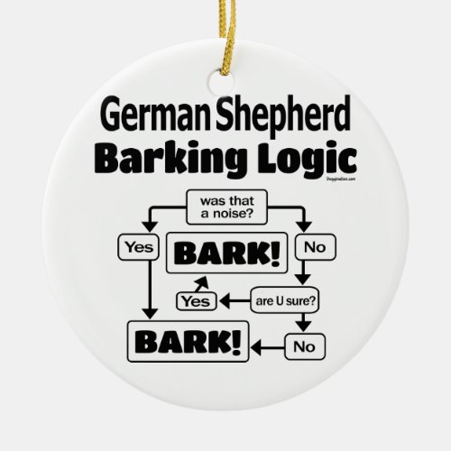 German Shepherd Barking Logic Ceramic Ornament