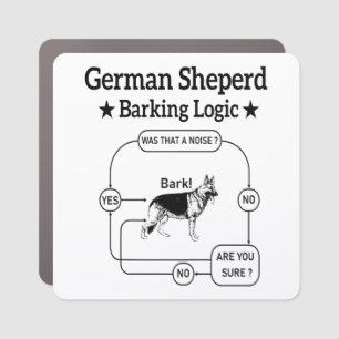 German Shepherd Barking Logic Funny Dog Sarcastic Car Magnet