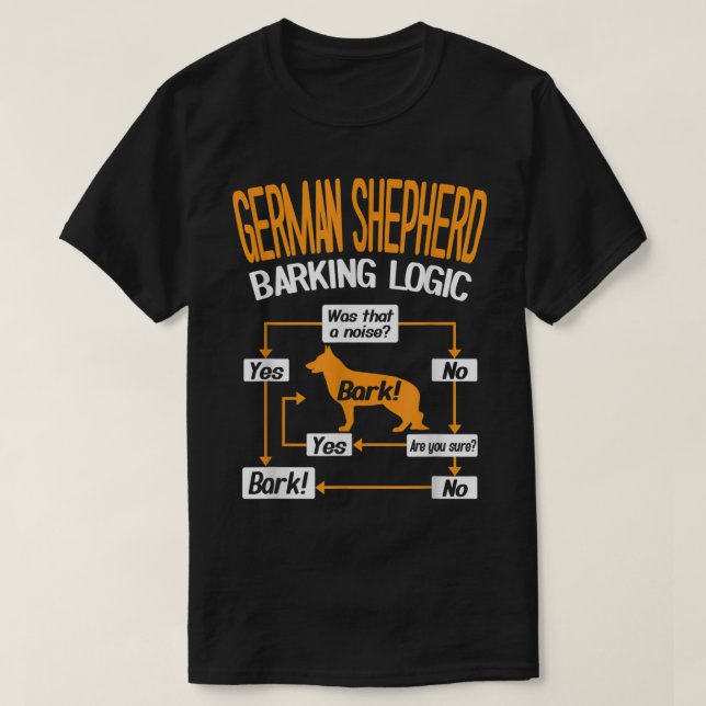 German Shepherd Barking Logic  T-Shirt (Design Front)
