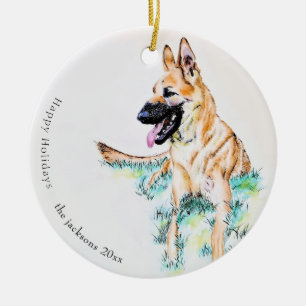 German Shepherd Belgian Malinois Dog One Photo Ceramic Ornament