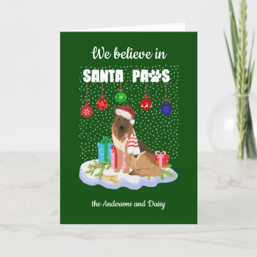 German Shepherd Believe Santa Paws Christmas   Holiday Card