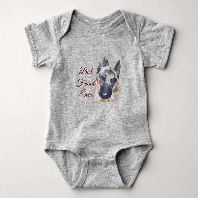 German Shepherd Best Friend Baby Bodysuit (Front)