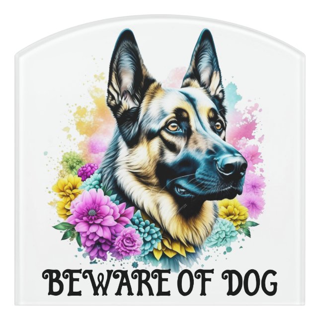 German Shepherd Beware of Dog Door Sign (Contour Front)