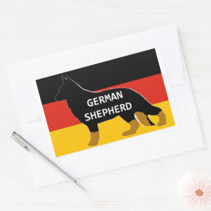 German Shepherd Bi Color name Silhouette Rectangular Sticker