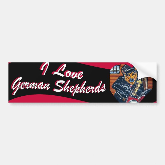 German Shepherd Biker Bumper Sticker (Front)