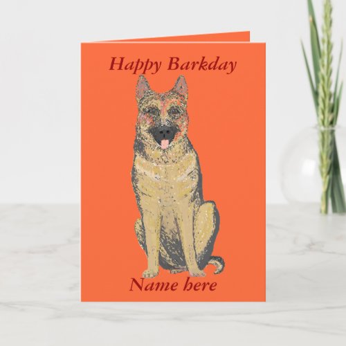 German Shepherd Birthday Card add name customize