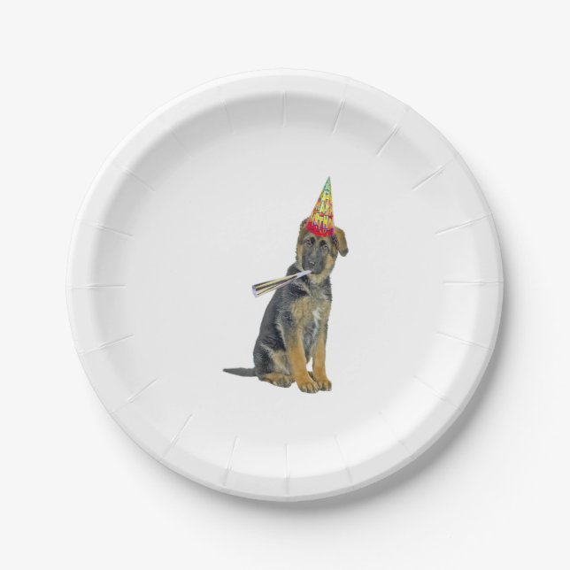 German Shepherd Birthday  Paper Plates (Front)