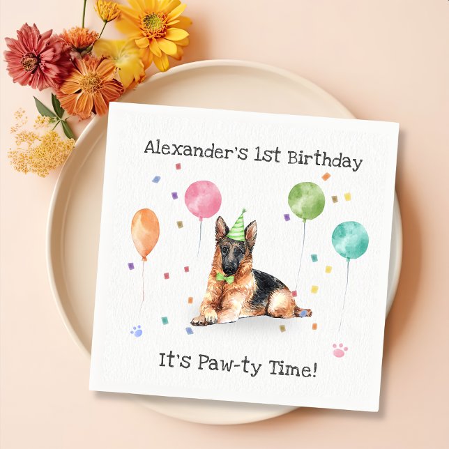 German Shepherd Birthday Party Napkins (Creator Uploaded)