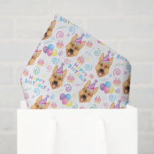 German Shepherd Birthday Tissue Paper in White