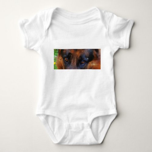 german_shepherd_black and red eyes baby bodysuit