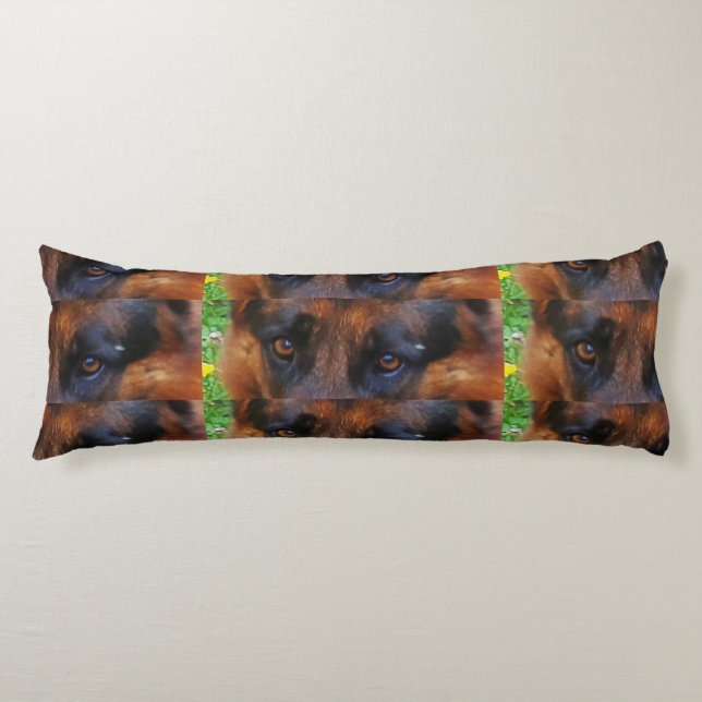 german-shepherd-black and red eyes body pillow (Front)