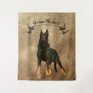 German Shepherd, black Bandana Luggage Handle Wra Tapestry