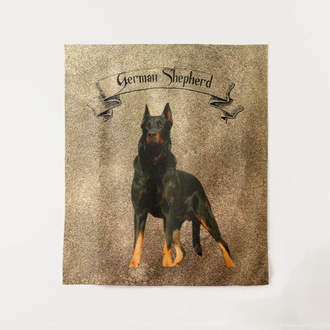 German Shepherd, black  Bandana Luggage Handle Wra Tapestry (Front)
