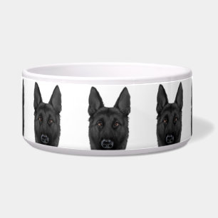 german shepherd Black ceramic dog feeding Bowl