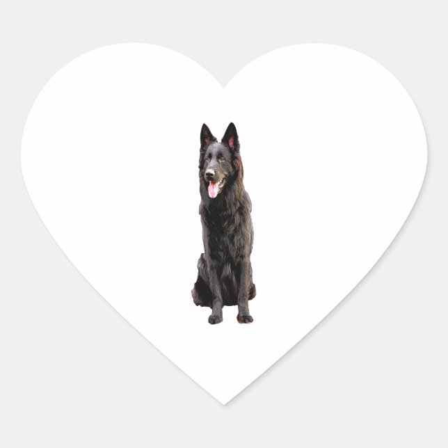 German Shepherd Black Dog  Heart Sticker (Front)