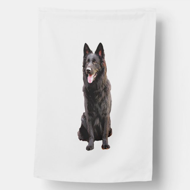 German Shepherd Black Dog  House Flag (Front)