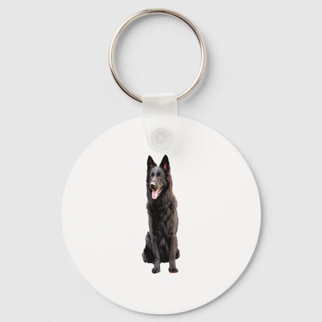 German Shepherd Black Dog  Keychain (Front)
