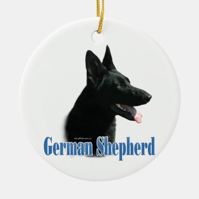 German Shepherd (black) Name Ceramic Ornament (Front)