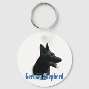 German Shepherd (black) Name Keychain