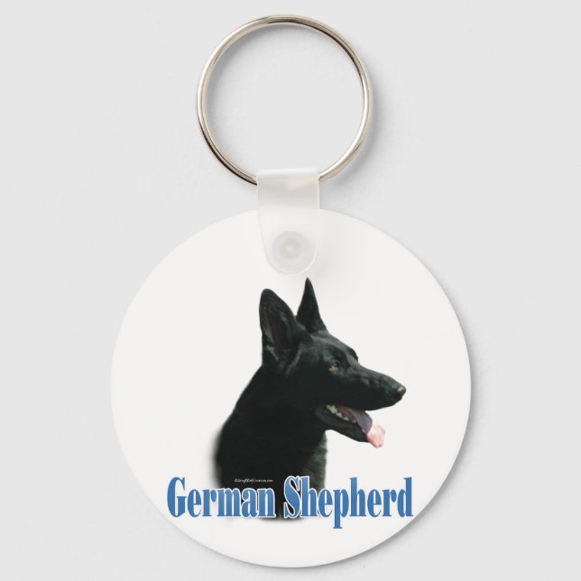 German Shepherd (black) Name Keychain (Front)